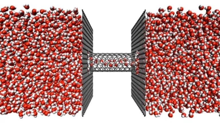 Water filtration by pressure driven flow through aligned carbon nanotube membranes. Jason Reese and Matthew Borg